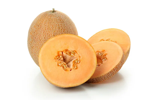 Färsk Mogen Melon Isolerad Vit Bakgrund — Stockfoto