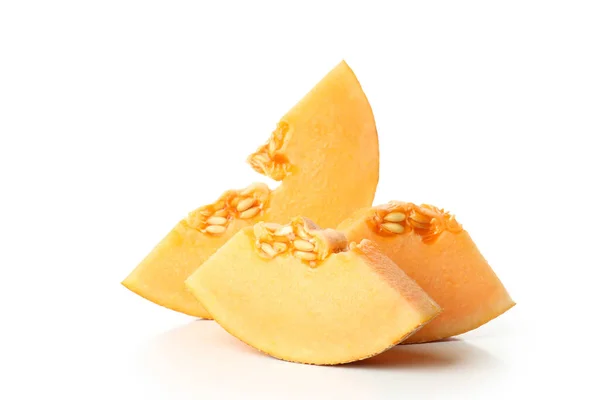 Mogen Melon Skivor Isolerad Vit Bakgrund — Stockfoto