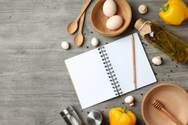 Gri desenli tabloda tarif kavramı, metin için boşluk