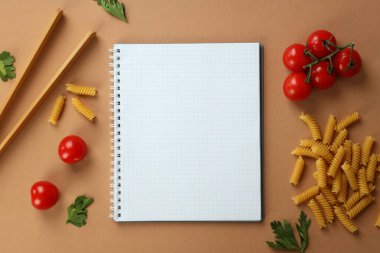 Bej arkaplan üzerindeki tarif kavramı, metin için boşluk