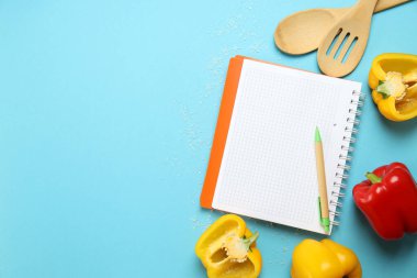 Mavi arkaplanda tarif kavramı, metin için boşluk