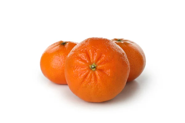 Mandarinas Saborosas Frescas Isoladas Fundo Branco — Fotografia de Stock