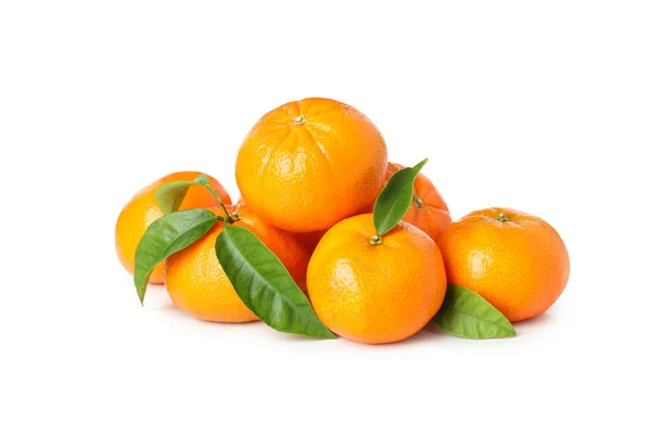 Fresh Tasty Mandarins Isolated White Background — Stock Photo, Image