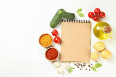 Beyaz arkaplan tarifi kitabı kavramı, metin için boşluk