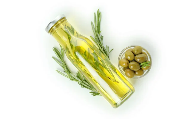 Оливкова Олія Інгредієнти Ізольовані Білому Тлі — стокове фото