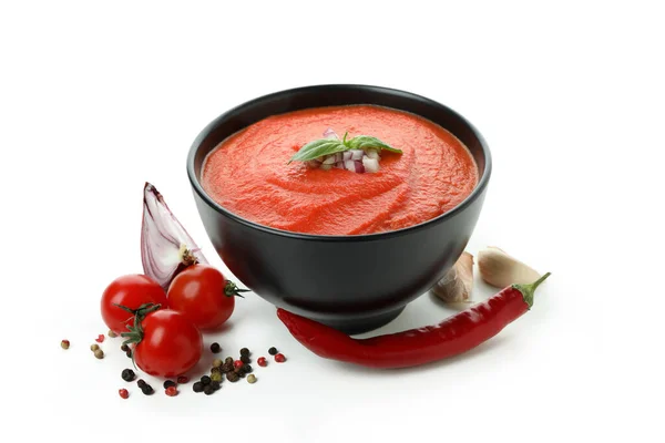 Sopa Española Gazpacho Aislado Sobre Fondo Blanco — Foto de Stock