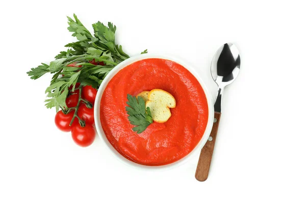 Zuppa Spagnola Gazpacho Isolato Sfondo Bianco — Foto Stock