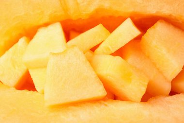 Taze olgun kavun parçaları karpuz, yakın çekim