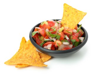 Pico de Gallo kasesi beyaz arkaplanda izole edildi