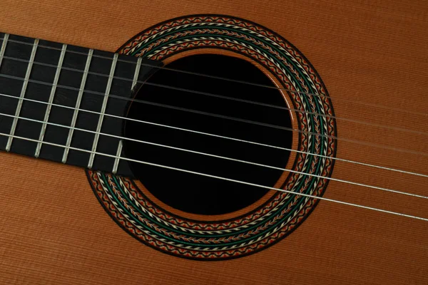 Gitara Klasyczna Całym Tle Zbliżenie — Zdjęcie stockowe