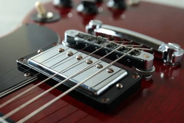 Guitarra Elétrica Vermelha Close Foco Seletivo — Fotografia de Stock