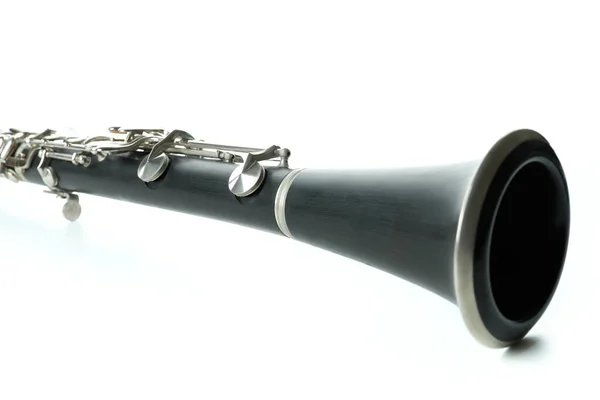 Instrumento Musical Clarinete Isolado Sobre Fundo Branco — Fotografia de Stock
