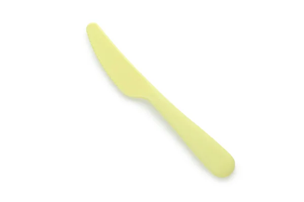 白色背景下隔离的单面塑料刀 — 图库照片