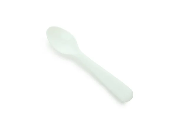 Single Plastic Spoon Isolated White Background — Stock Photo, Image