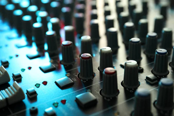 stock image Audio sound mixer, close up and selective focus