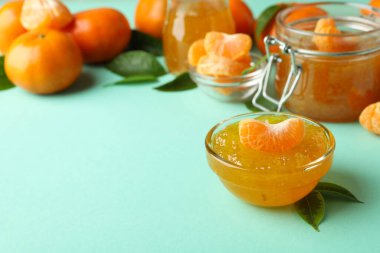 Nane arkaplanında Mandarin reçeli ve malzemeleri, metin için boşluk