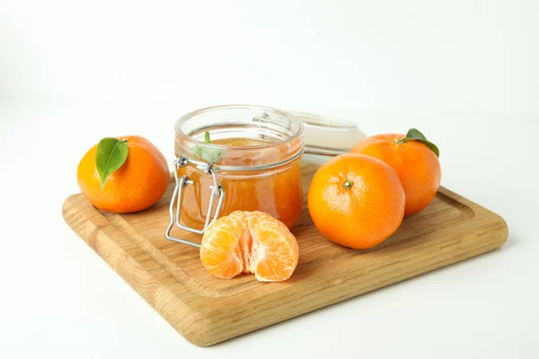 Board Mandarin Jam Ingredients White Background — Stock Photo, Image