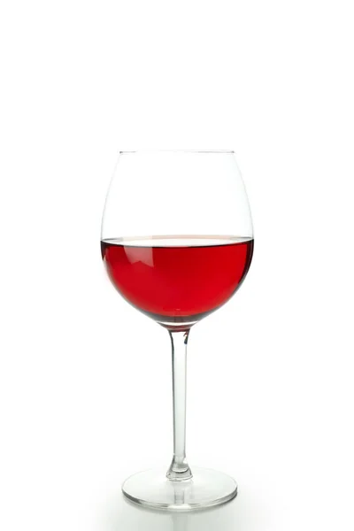 Glas Rött Vin Isolerad Vit Bakgrund — Stockfoto