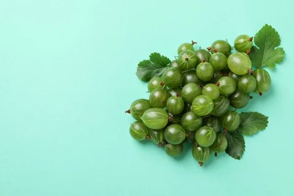 Montón Grosellas Maduras Sobre Fondo Menta —  Fotos de Stock