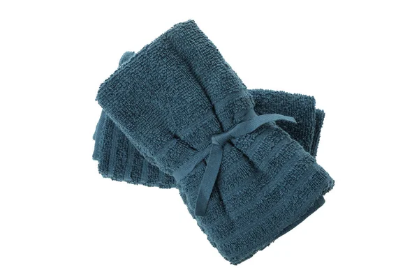 Fresh Blue Towels Isolated White Background — Stock Photo, Image