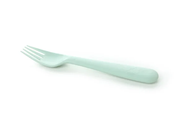 Single Plastic Fork Isolated White Background — Stock Photo, Image