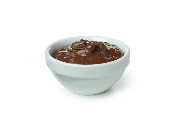 Tigela Com Pasta Chocolate Isolada Fundo Branco — Fotografia de Stock
