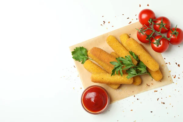 Concept Tasty Food Cheese Sticks White Background — Stock Photo, Image