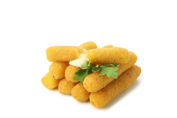 Bastoncini Formaggio Fritto Isolati Sfondo Bianco — Foto Stock