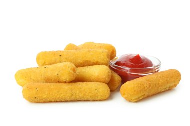 Kızarmış peynir izole üzerinde beyaz arka plan sopa