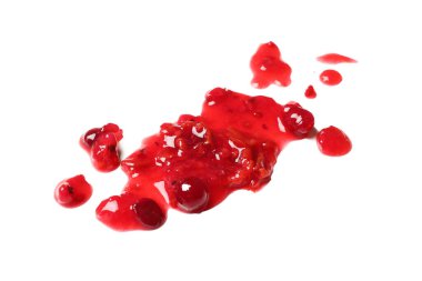 Beyaz arka planda yaban mersini sosu izole edilmiş.