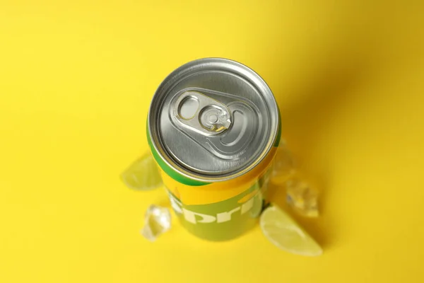 Odessa Ukraine September 2021 Sprite Can Yellow Background — Stock Photo, Image