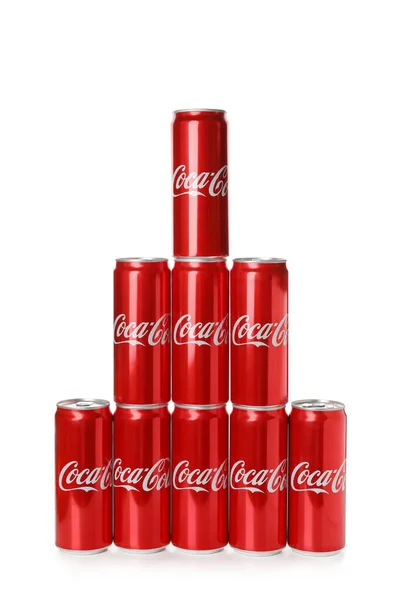 Odessa Ukraine September 2021 Coca Cola Cans Isolated White Background — Stock Photo, Image