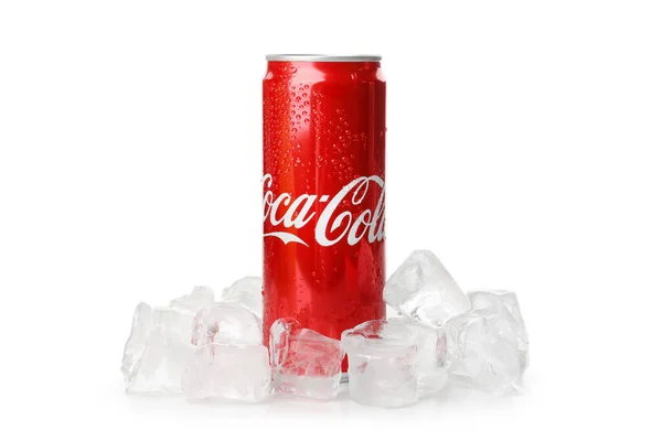 Odessa Ukrajna Szeptember 2021 Coca Cola Can Ice Isolated White — Stock Fotó