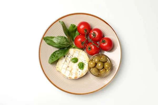 Konzept Des Leckeren Essens Mit Gegrilltem Camembert Auf Weißem Hintergrund — Stockfoto