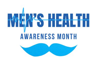 Mavi bıyıklı ve kalp atışlı tasarım, izole edilmiş, PNG