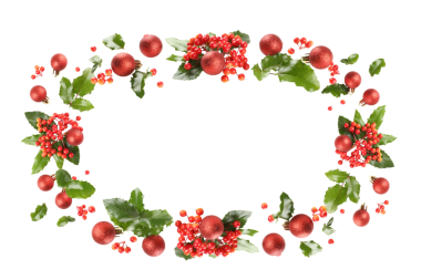 Kırmızı süslemeler ve kutsal yapraklar, izole edilmiş, PNG