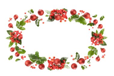 Kırmızı süslemeler ve kutsal yapraklar, izole edilmiş, PNG