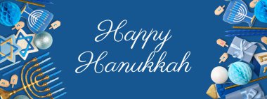 Hanuka kutlamaları için renkli süslemeler ve semboller