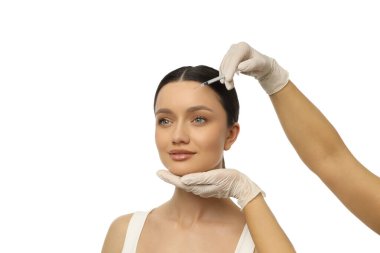 Güzellik artırıcı enjeksiyon prosedürü, beyazda izole edilmiş, PNG