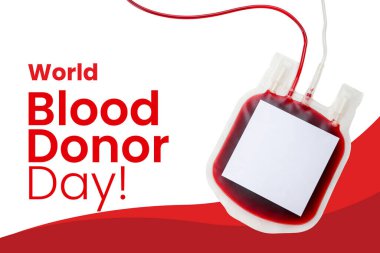 Bağış farkındalığı için kırmızı sıvı içeren kan torbası.