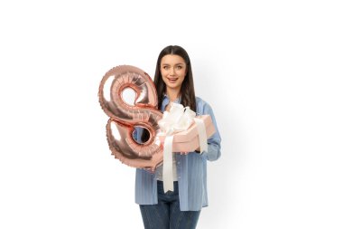 Kadınlar Günü 'nde hediyeler ve balonlarla kutlanır, izole edilmiş, PNG