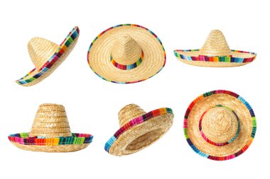 Cinco de Mayo festivallerinde kullanılan renkli sombrerolar, PNG