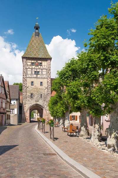 Festői falu a Bergheim, elzászi francia — Stock Fotó