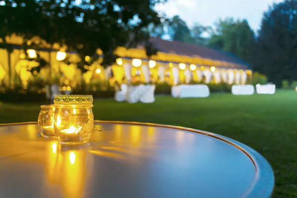 Jantar casamento recepção ao ar livre — Fotografia de Stock