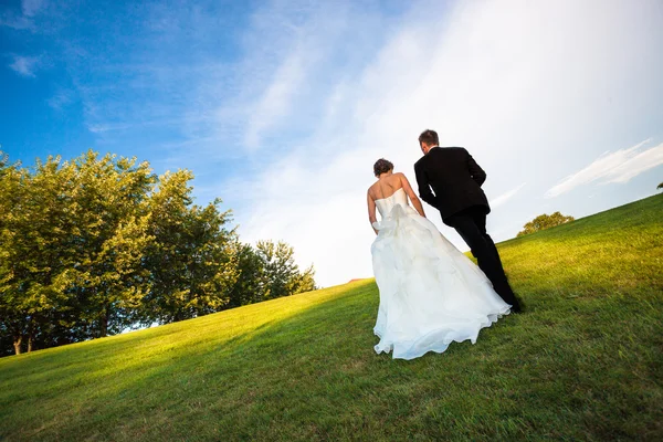 Невеста и жених на открытом воздухе — стоковое фото