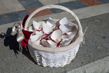 baskets with rice for wedding ceremony clipart
