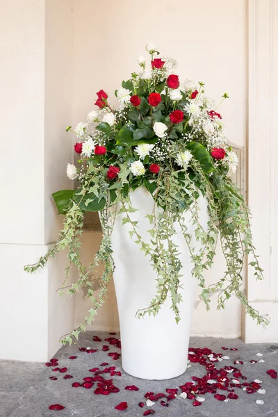 Beautiful flower wedding decoration in a church