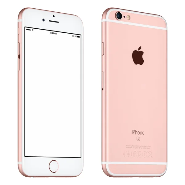 Rose Gold Apple iPhone 6S maqueta ligeramente girado vista frontal — Foto de Stock