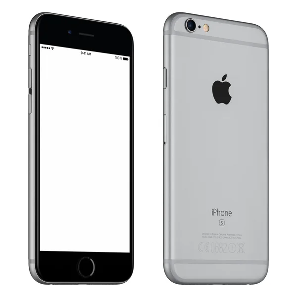 Utrymme grå Apple iphone 6s mockup roteras något framifrån — Stockfoto