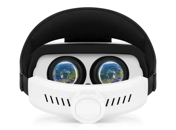 VR wirtualnej rzeczywistości zestaw słuchawkowy tyłu Zobacz na białym tle — Zdjęcie stockowe